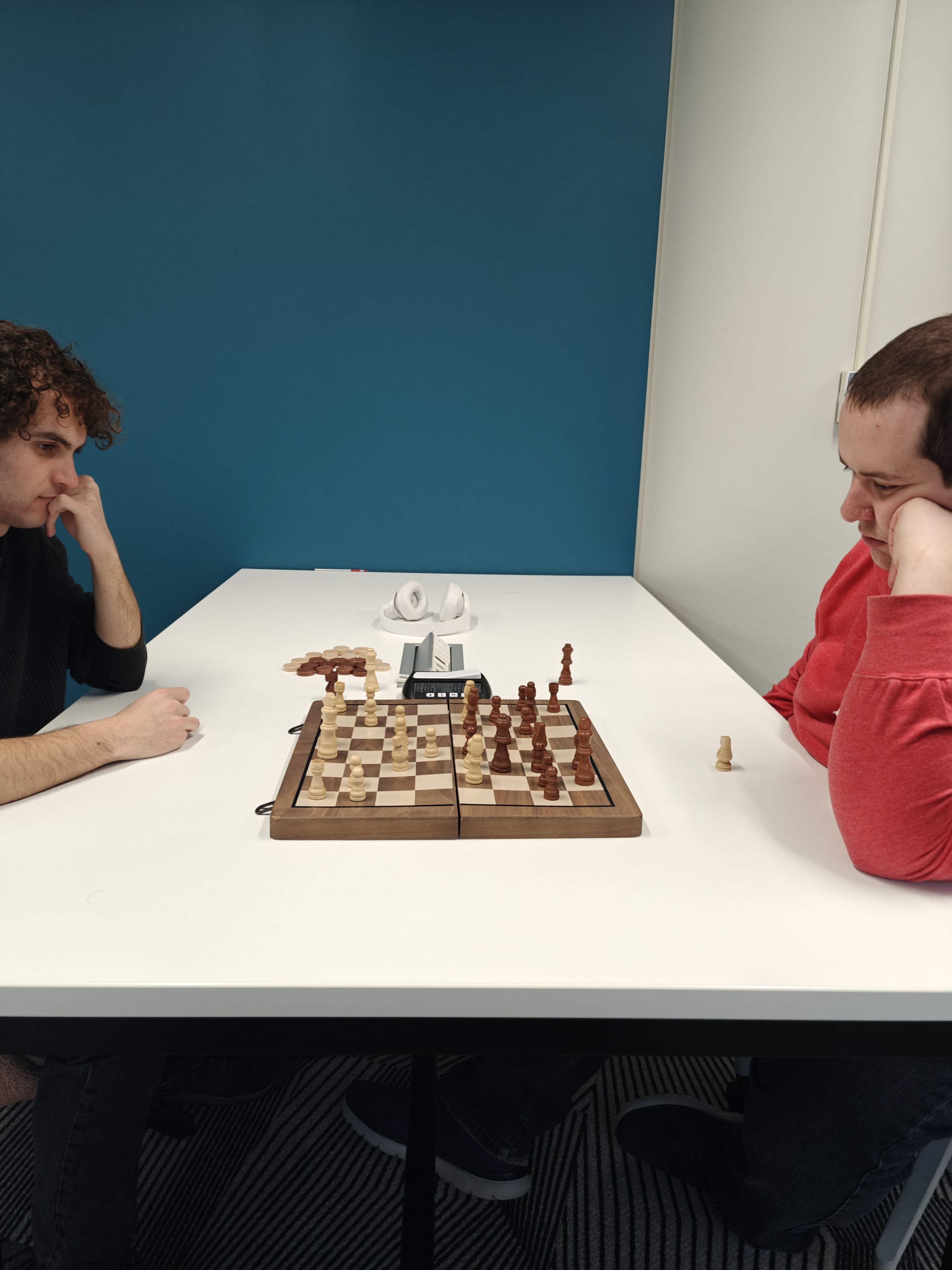 A tense moment from the final between Ismail and Joey